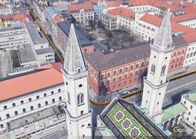 Position trajectory provided by ANavS MSRTK module and shown on Google Earth at Ludwigskirche