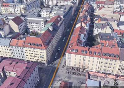 Position trajectory provided by ANavS MSRTK module and shown on Google Earth at Schellingstrasse